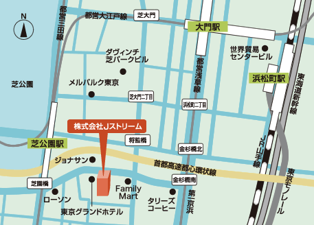 株式会社Ｊストリーム 来社案内地図（東京本社）