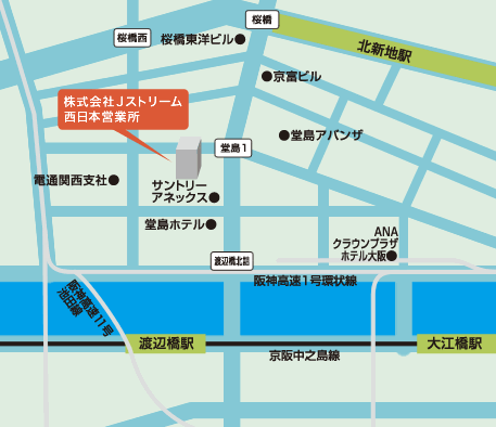 株式会社Ｊストリーム 来社案内地図（大阪営業所）