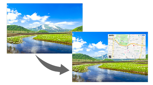 川のある草原とグーグルマップの画像