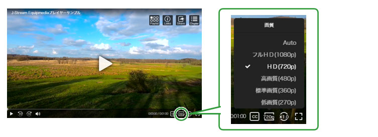 プレイヤーでの動画の画質変更
