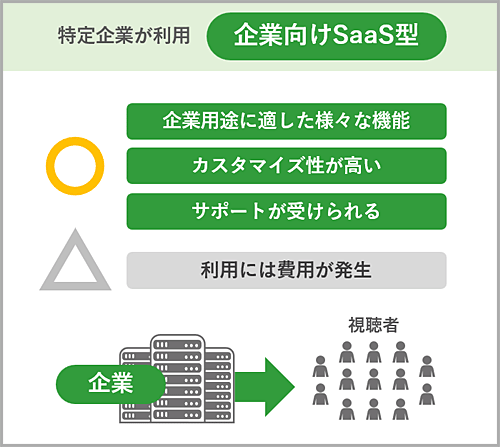 特定企業が利用する「企業向けSaaS型」の特徴をまとめた図