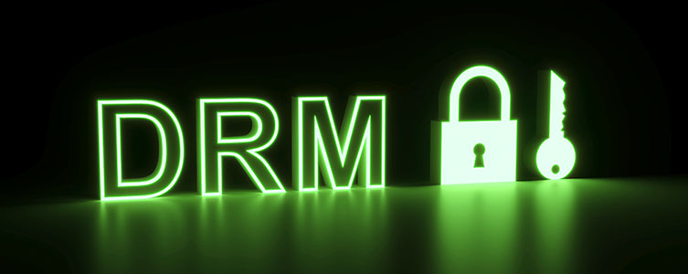 DRM／Digital Rights Management（デジタル著作権管理）のイメージ