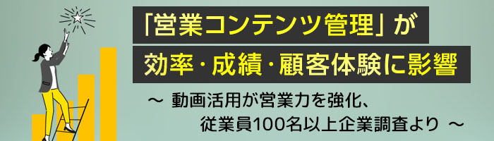 [調査レポート] 「営業コンテンツ管理」が効率・成績・顧客体験に影響 ～動画活用が営業力を強化、従業員100名以上企業調査より～ 