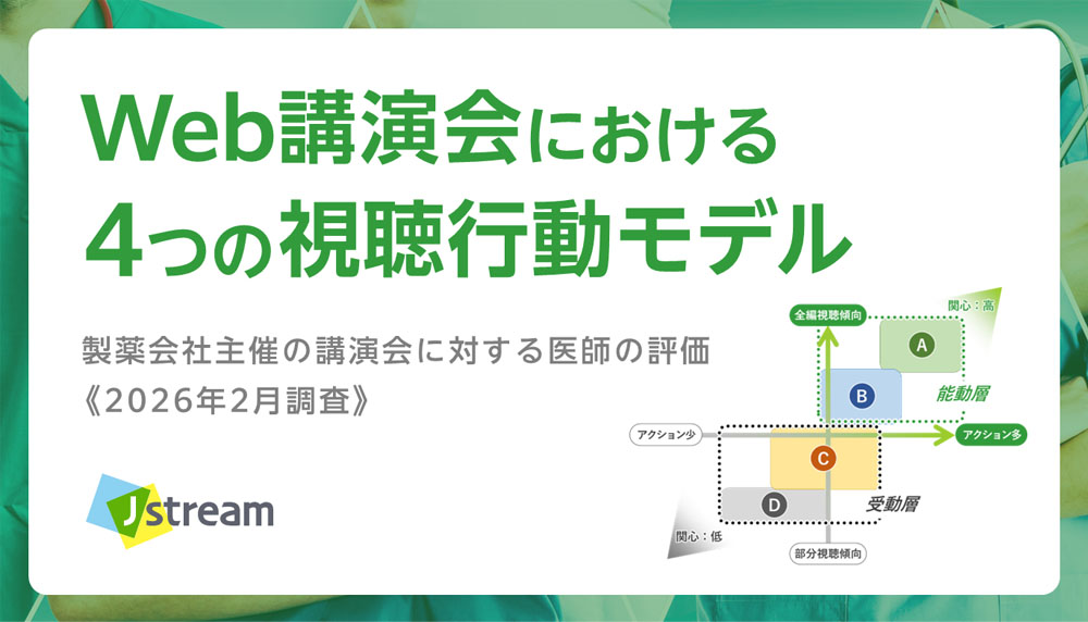 製薬会社主催の講演会に対する医師の評価《2026年調査》　Web講演会における4つの視聴行動モデル　株式会社Ｊストリーム