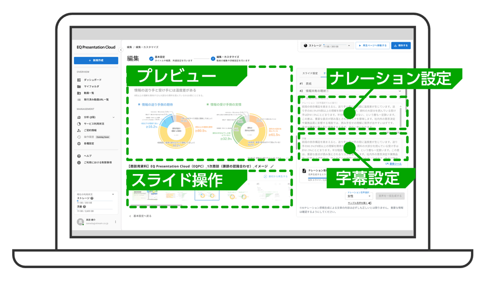 「EQ Presentation Cloud」編集画面