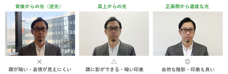 適した光の当たり方のイメージ写真