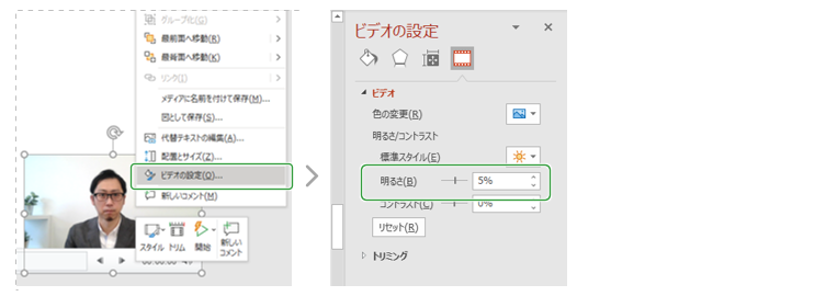 パワーポイントで明るさを調節